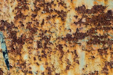 Texture of rusty iron, cracked paint on an old metallic surface Stock Photos