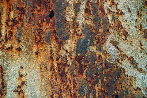 Texture of rusty iron, cracked paint on an old metallic surface Stock Photos