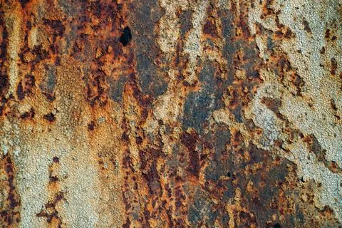 Texture of rusty iron, cracked paint on an old metallic surface Stock Photos