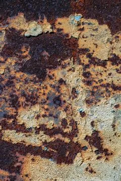 Texture of rusty iron, cracked paint on an old metallic surface, sheet of rus Stock Photos