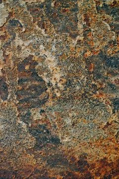 Texture of rusty iron, cracked paint on an old metallic surface, sheet of rus Stock Photos