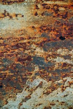 Texture of rusty iron, cracked paint on an old metallic surface, sheet of rus Stock Photos