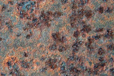 Texture rusty iron sheet closeup. Stock Photos