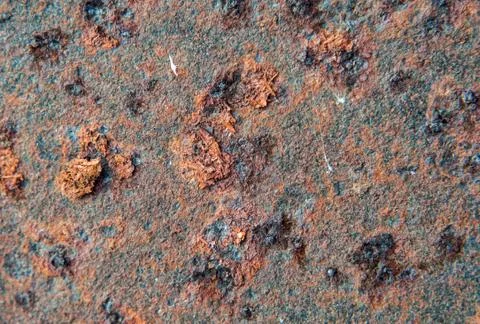Texture rusty iron sheet closeup. Stock Photos