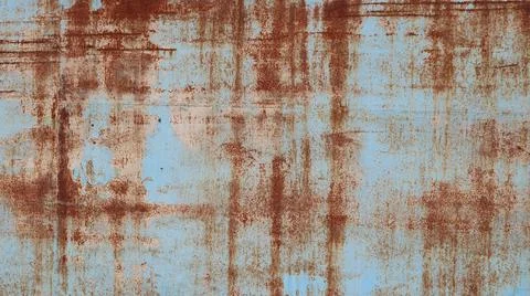 Texture of rusty metal with traces of blue paint Stock Photos