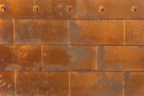 Texture of rusty processed metal plates with rivets Stock Photos