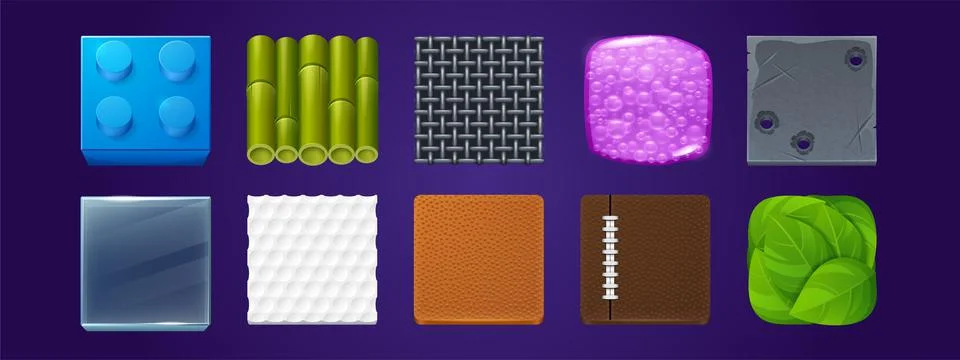Texture samples. game ui app icons, square buttons Stock Illustration