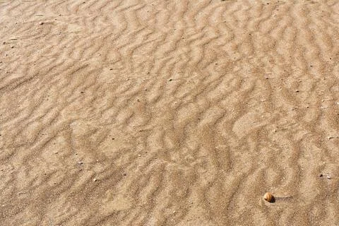Texture of sand of red color with a pattern in the form of an ox on the seash Stock Photos