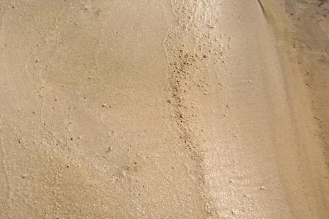 The texture of the sand is yellow. close up. background image Stock Photos