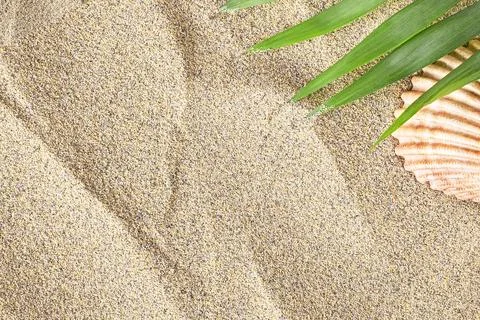 Texture of sandy beach as background, top view Stock Photos