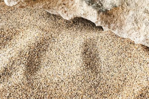 Texture of sandy beach as background, top view Stock Photos