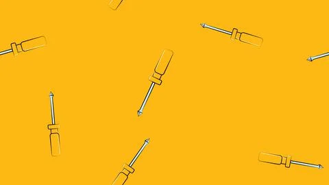 Texture, seamless abstract pattern of construction metal plastic yellow screw Stock Illustration