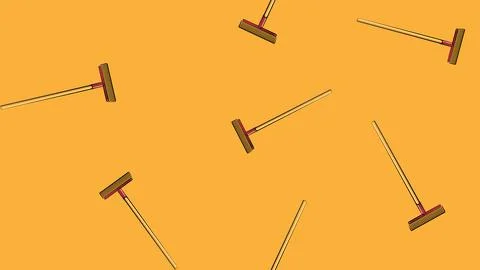 Texture, seamless abstract pattern of construction wooden mops, brushes with  Stock Illustration