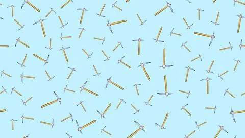 Texture, seamless abstract pattern of construction miner pickaxe with a woode Illustrazione stock