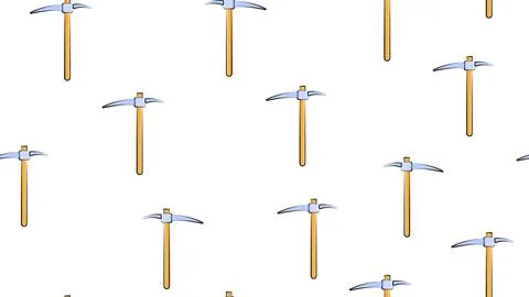 Texture, seamless abstract pattern of construction miner pickaxe with a woode Stock Illustration
