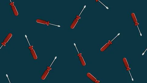 Texture, seamless abstract pattern of metal construction red plastic screwdri Stock Illustration