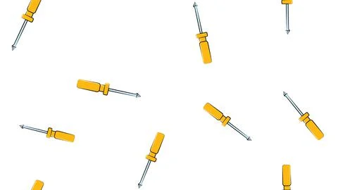 Texture, seamless abstract pattern of metal construction plastic yellow screw Stock Illustration
