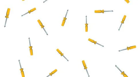 Texture, seamless abstract pattern of metal construction plastic yellow screw Stock Illustration