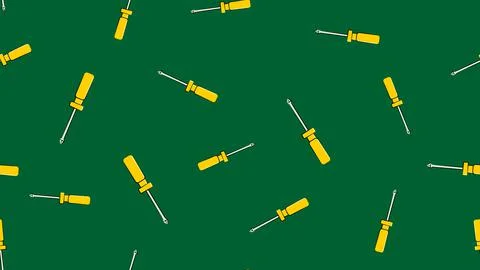 Texture, seamless abstract pattern of metal construction plastic yellow screw Stock Illustration