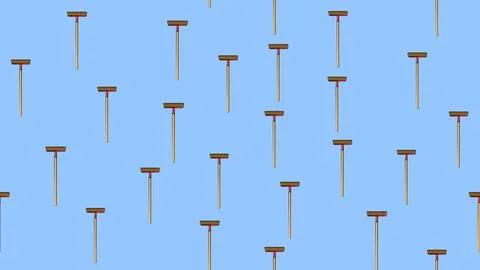 Texture, seamless abstract pattern of wooden construction mops, brushes with  Stock Illustration