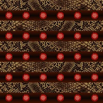 Texture, seamless, endless pattern. Crocodile and gems Stock Illustration