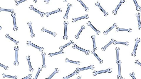 Texture, seamless pattern of metal iron blue gas spanners, metalworker buildi イラスト素材