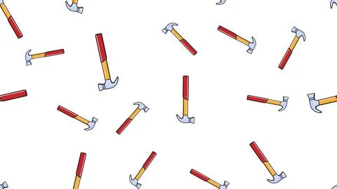 Texture, seamless pattern of metal red plumbing construction repair hammers f Stock Illustration