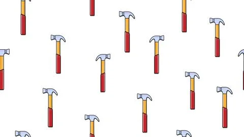 Texture, seamless pattern of metal red plumbing construction repair hammers f Stock Illustration