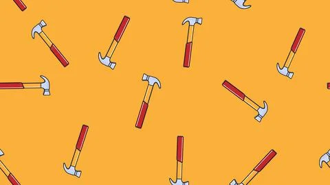 Texture, seamless pattern of metal red metalworking building repair hammers f Ilustración de archivo