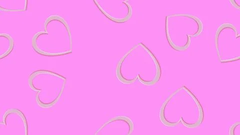 Texture, seamless pattern of pink 3d volumetric hearts cut out of paper with  Illustrazione stock