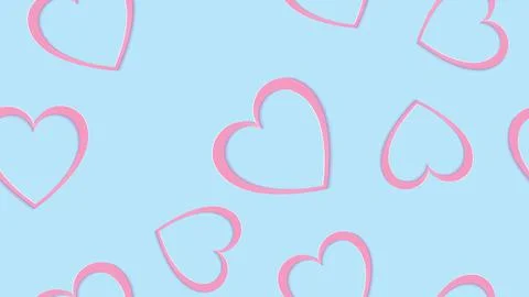Texture, seamless pattern of pink 3d volumetric hearts cut out of paper with  Illustrazione stock