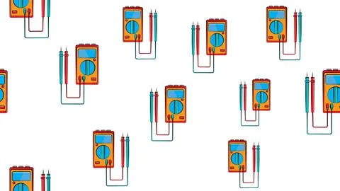 Texture, seamless pattern of red and yellow instruments for measuring the str Illustrazione stock