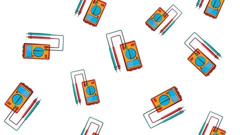 Texture, seamless pattern of red and yellow instruments for measuring the str Stock Illustration