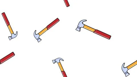 Texture, seamless pattern of red plumbing construction repair hammers for ham 스톡 일러스트