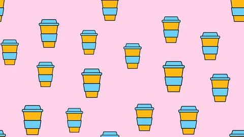 Texture seamless pattern from a set of beautiful nice tasty refreshing coffee Stock Illustration