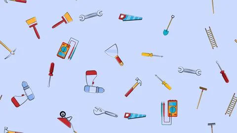 Texture, seamless pattern from a set of construction tools for repair: hammer 스톡 일러스트