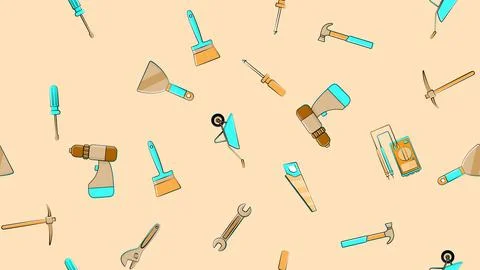 Texture, seamless pattern from a set of construction tools for repair: hammer Illustrazione stock