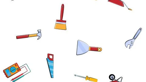 Texture, seamless pattern from a set of construction tools for repair: hammer Stock Illustration