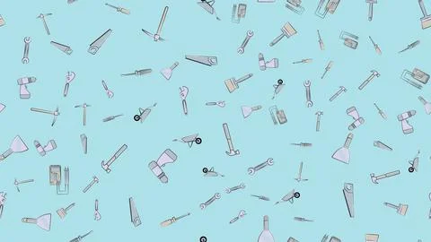Texture, seamless pattern from a set of construction tools for repair: hammer Stock Illustration