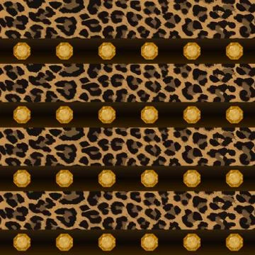 Texture, seamless pattern, wallpaper, fabric. Leopard and precious stones 스톡 일러스트