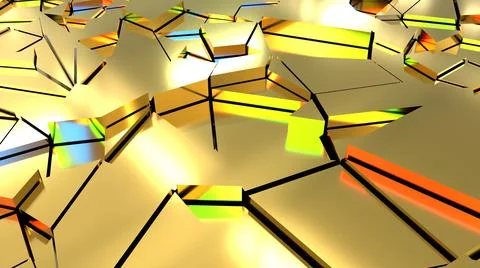 Texture with sharp golden elements and multicolored highlights.  Stock Illustration