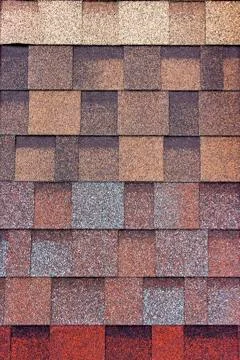 The texture of the shingles is close-up. Roofing material 스톡 사진