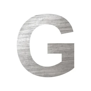 Texture of silver rusty metal, letter G of the English alphabet on a white ba Stock Illustration