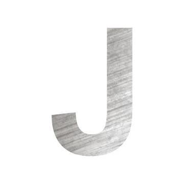 Texture of silver rusty metal, letter J of the English alphabet on a white ba Stock Illustration