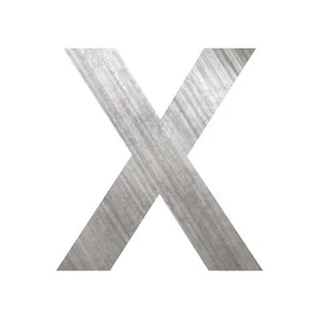 Texture of silver rusty metal, letter X of the English alphabet on a white ba Stock Illustration