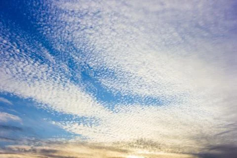 Texture sky clouds sunset light cloudscape horizon fluffy Stock Photos