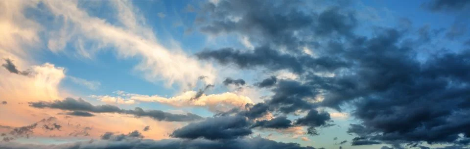 Texture sky at dawn, cloudy background Stock Photos