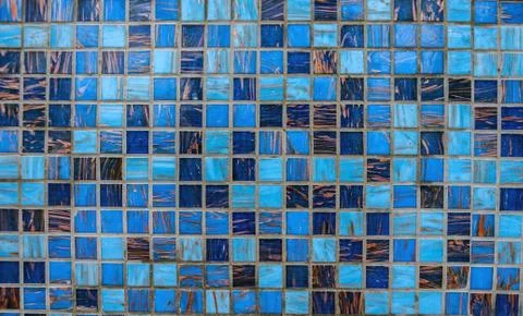 The texture of small blue tiles Stock Photos