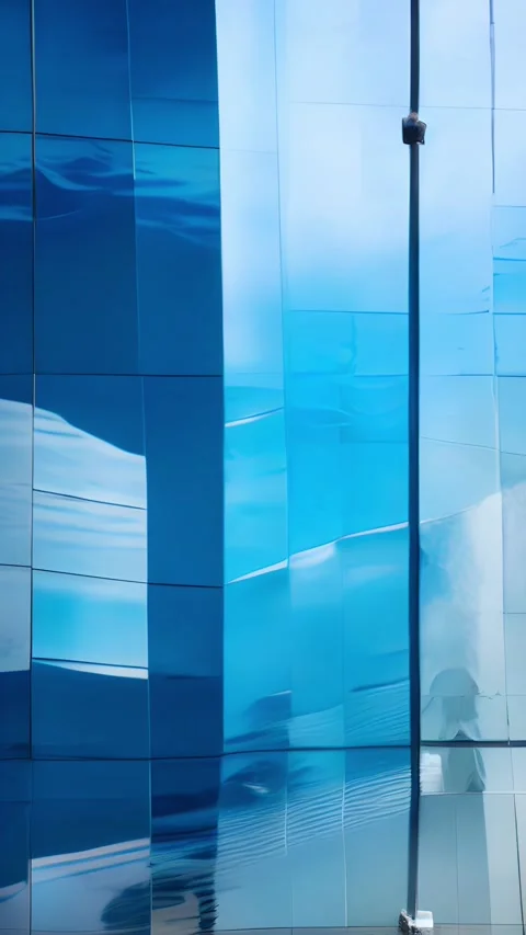 Texture of smooth reflective glass, appearing like a mirror as it reflects clear Video stock 253928567