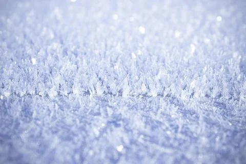 Texture of snow-white snowflakes on the surface. Freshly fallen snow with a b Stock Photos